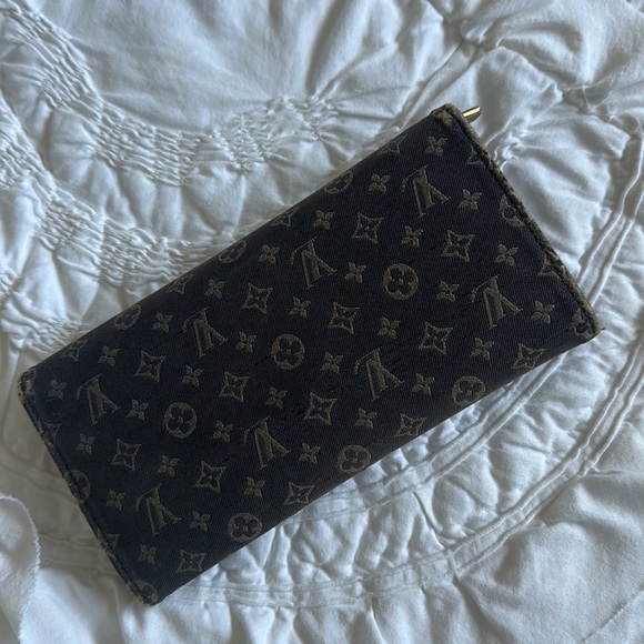 LV vintage brown denim Sarah wallet - Picture 7 of 9